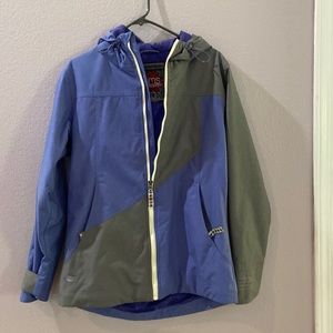 Snowboarding/winter coat. Cornflower blue and gray. Sims brand. Size large.